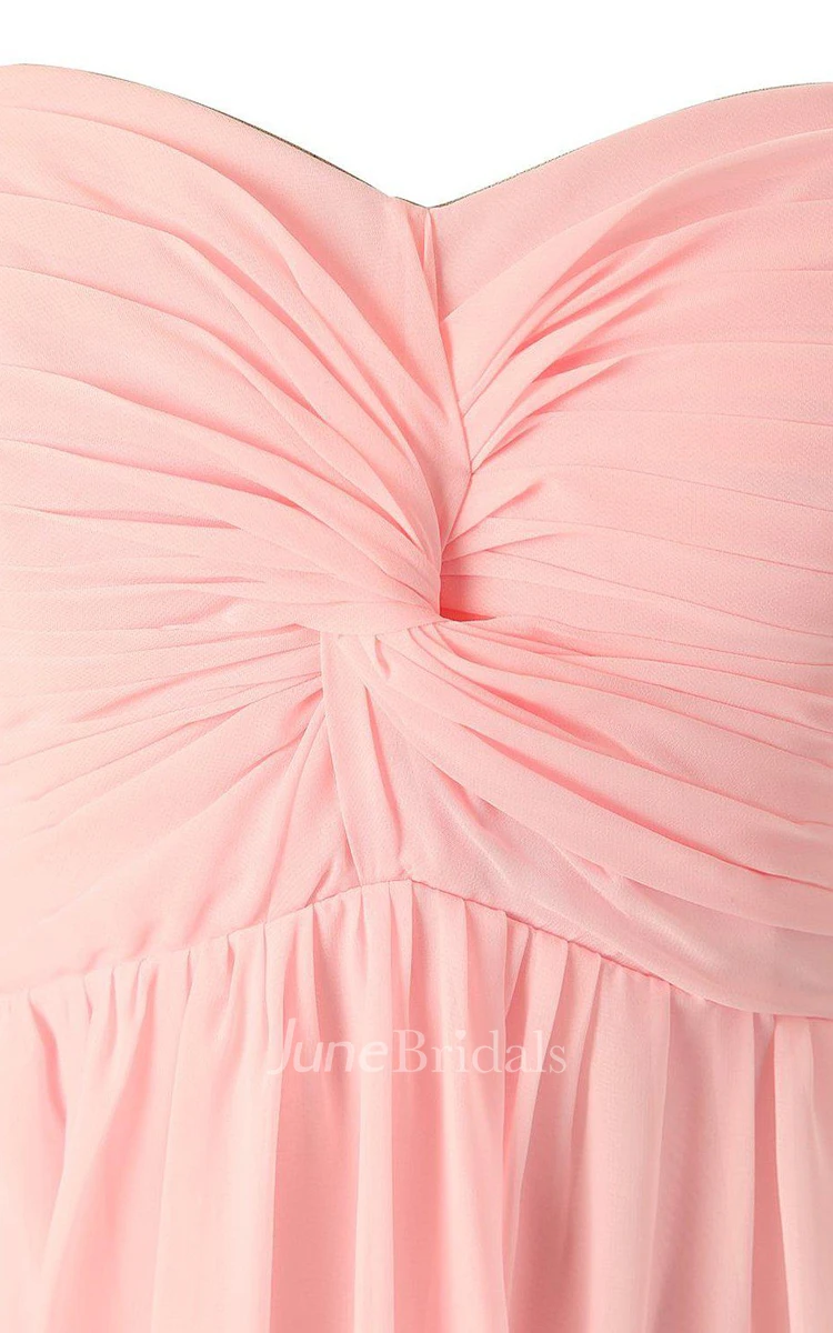 Strapless Chiffon Gown With Knot Detail