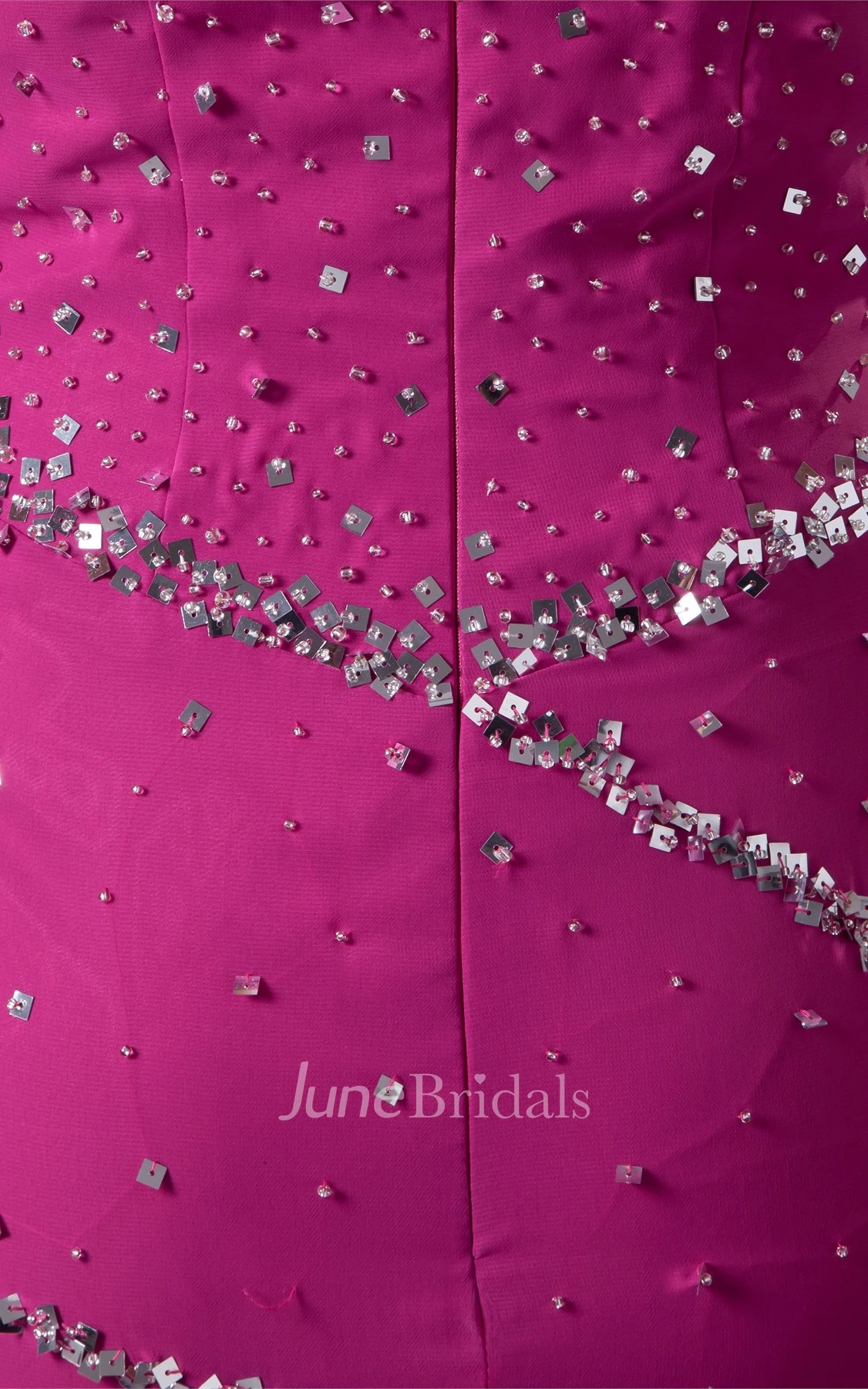 Sweetheart Chiffon High-Low Dress with Beading and Brush Train