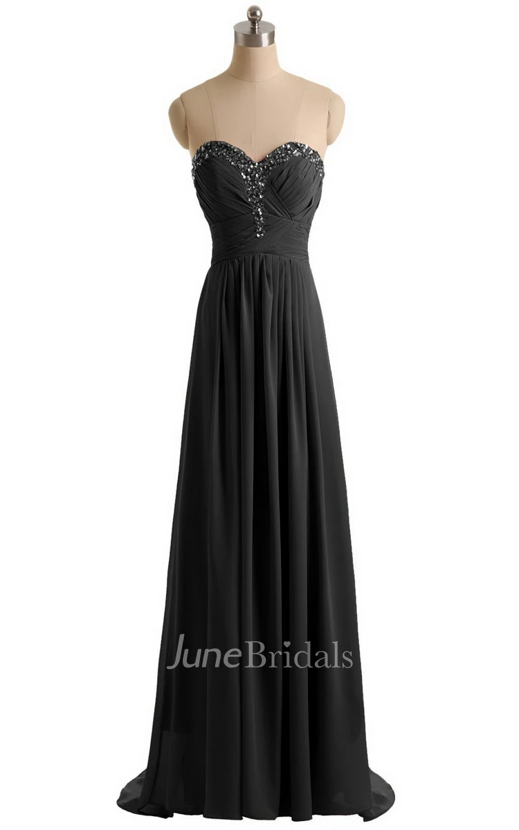 Sweetheart Empire Chiffon Dress With Sequined Bustline