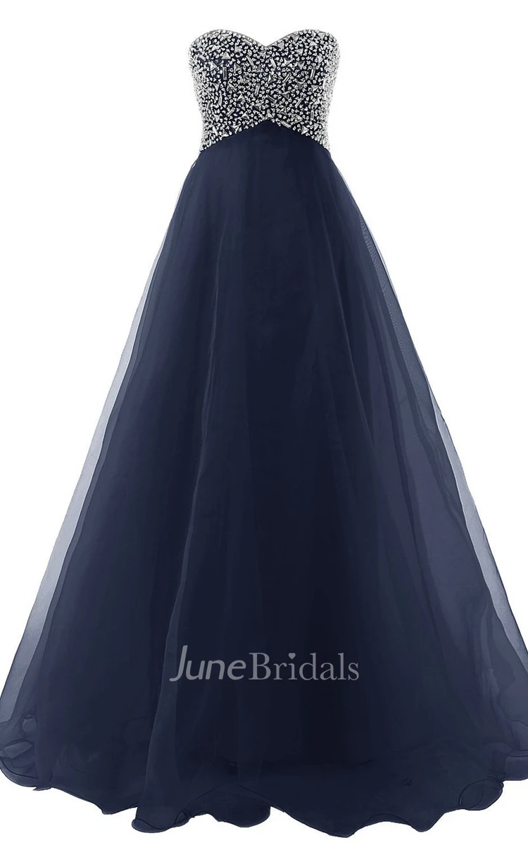 Sweetheart Bust-embellishmented A-line Gown With Lace-up Back