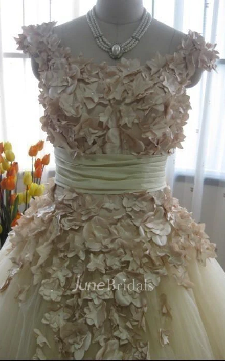 Tulle Satin Weddig Dress With Beading