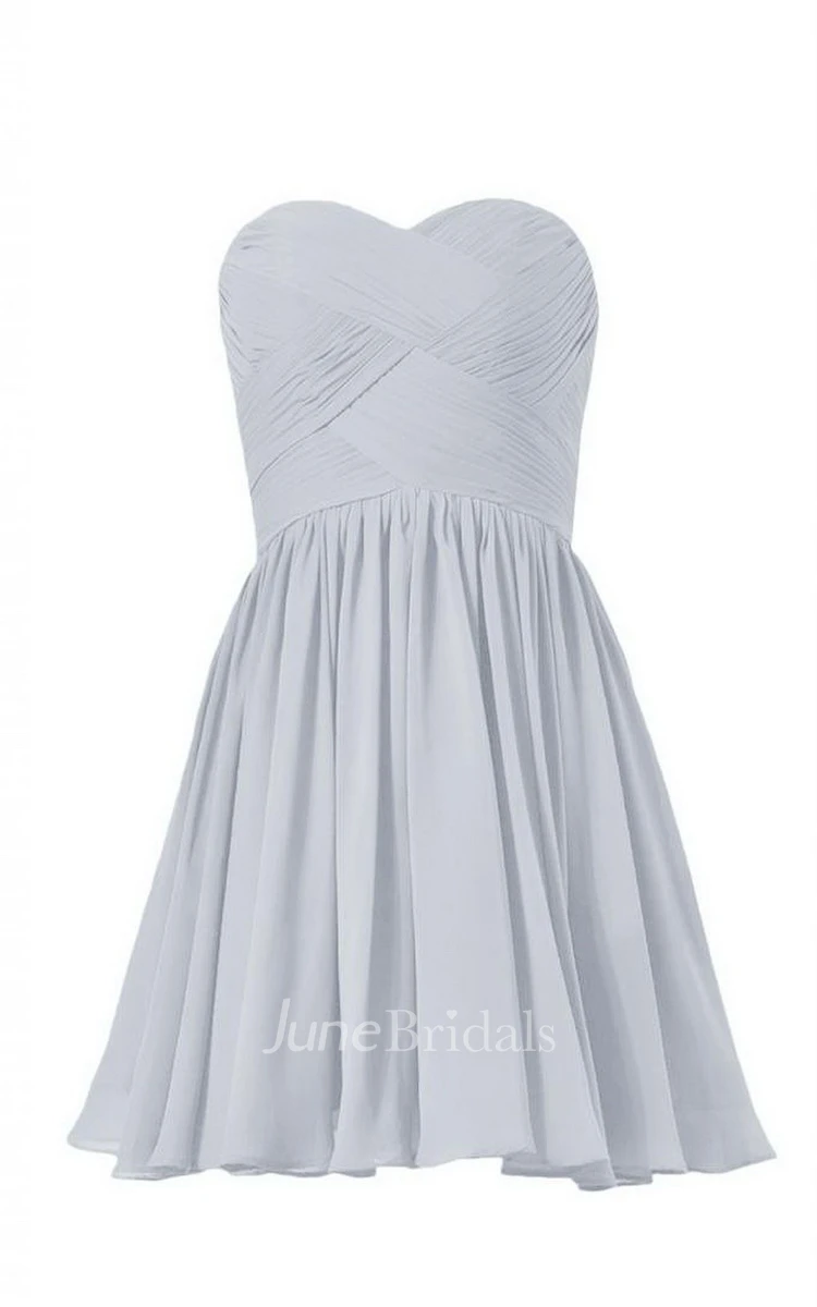 Sweetheart Mini Dress With Crisscross Ruching