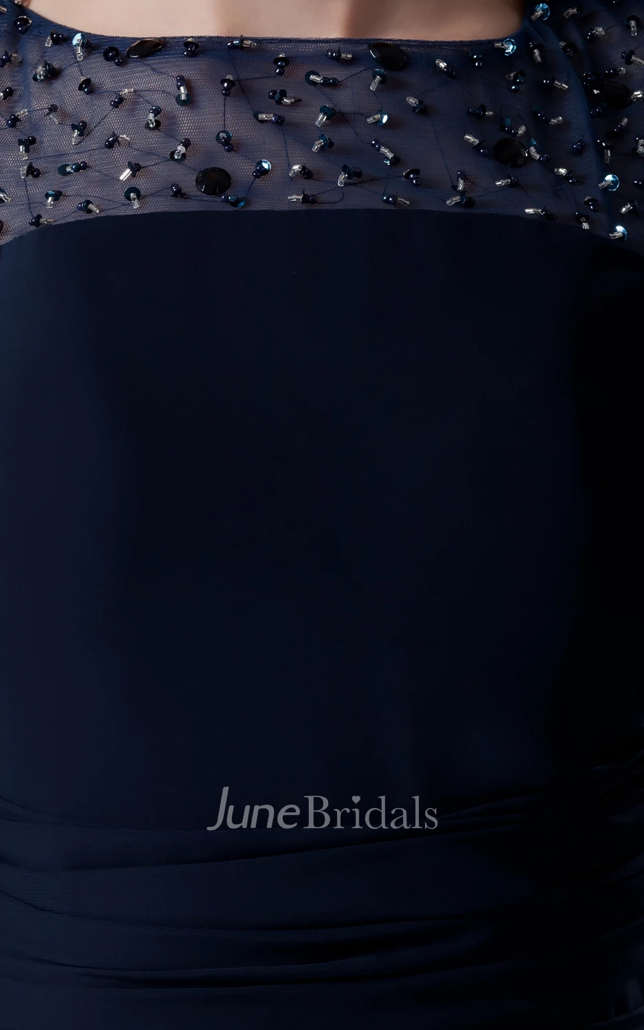 Maxi Bateau-Neck Pleated-Sleeve Dress With Crystal Detailing