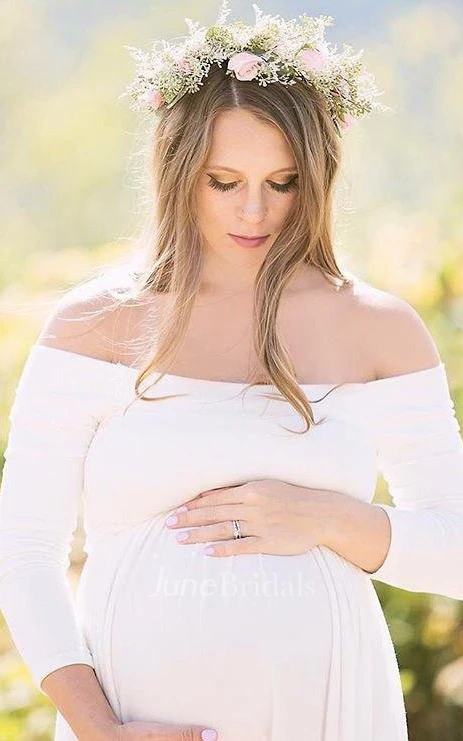 Long Sleeve Maternity Gown Baby Shower Maternity Babydoll Dress