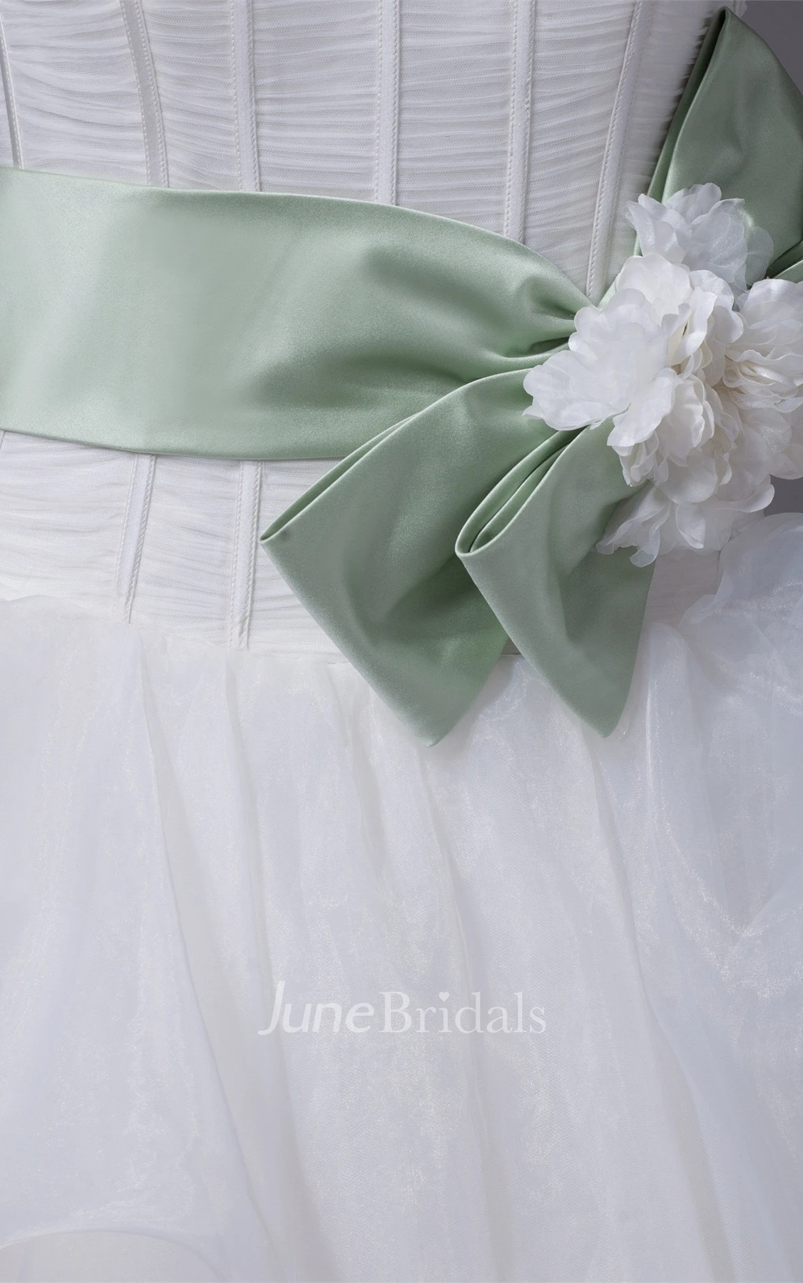 Strapless Tulle Ball Gown with Bowknot and Appliques