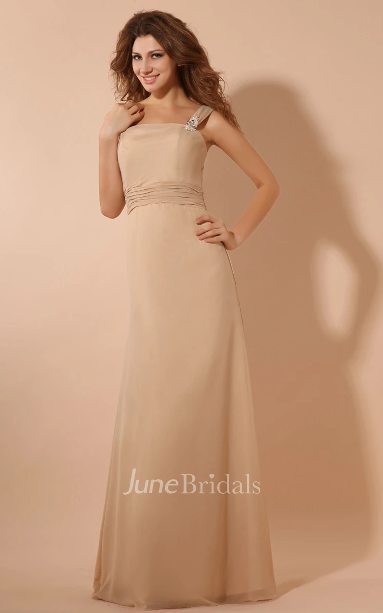 Chiffon Elegant Maxi Dress With Ruching Waist And Cape