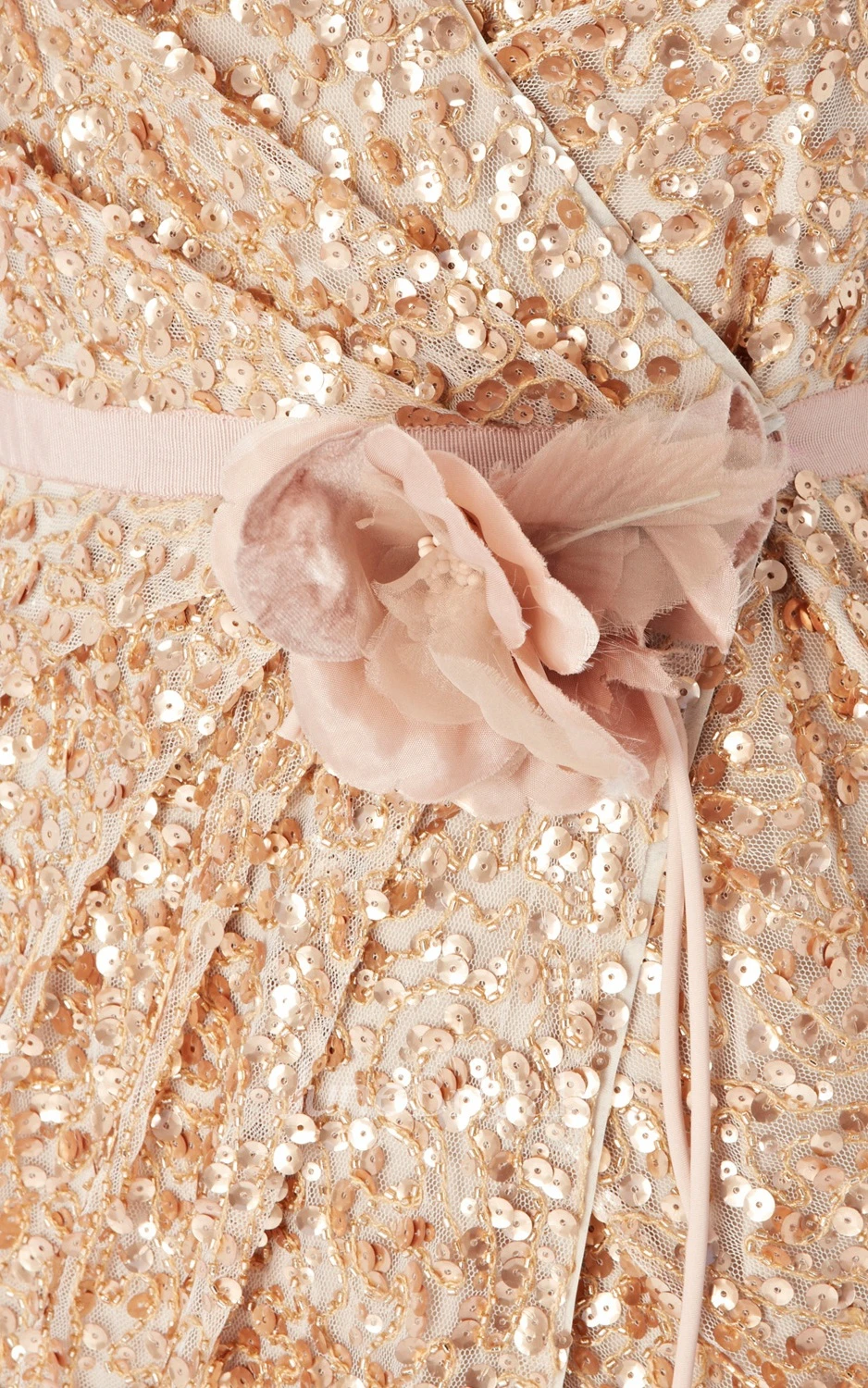 V-Neck Overall Sequined Dress With Front-Split Design