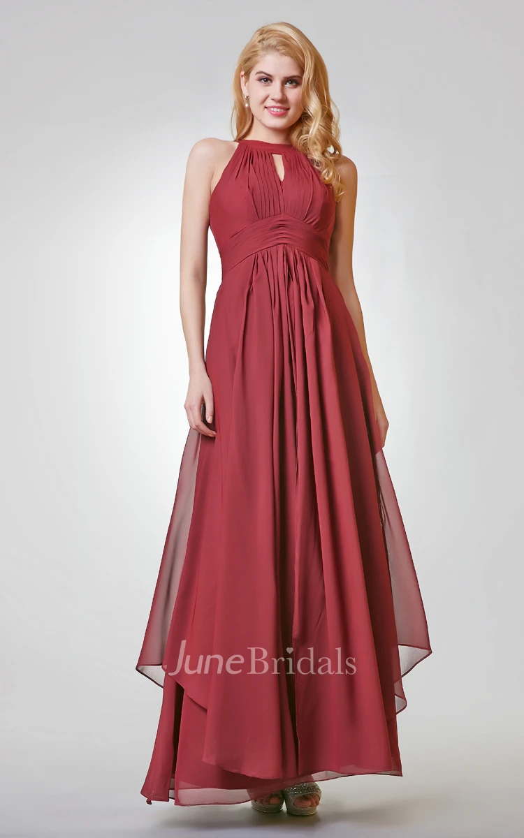 Halter Empire Long Bridesmaid Dress