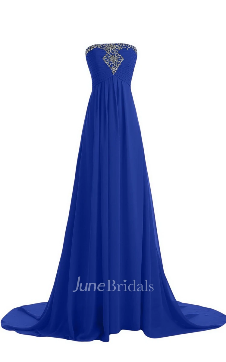 Strapless Court Train With Crystal Trim