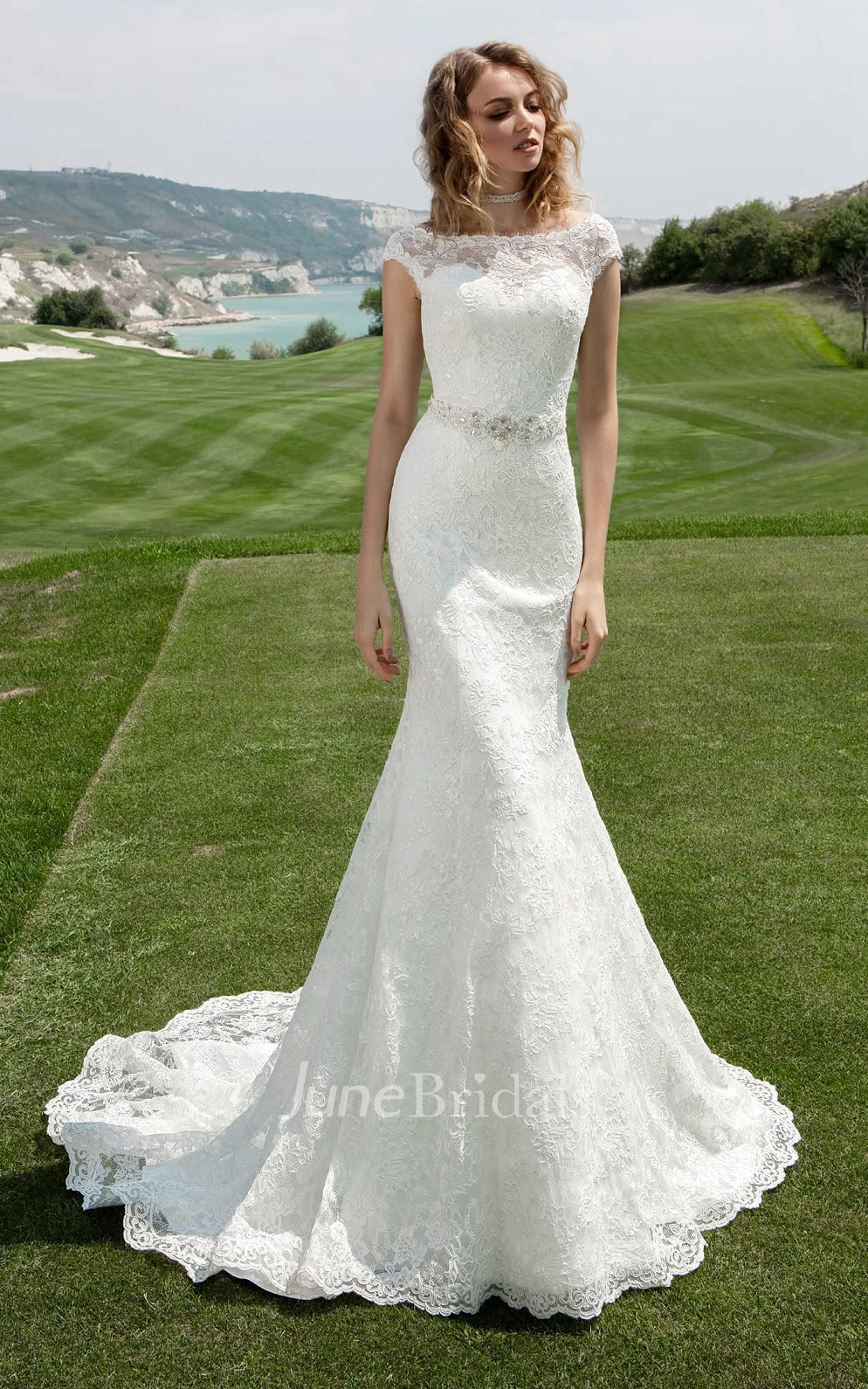 Cap sleeve trumpet wedding dress best sale