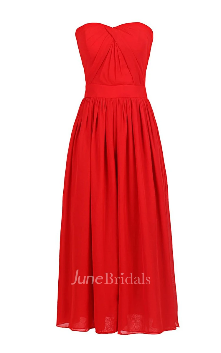 Elegant Sweetheart Drapped Chiffon A-line Gown With Band