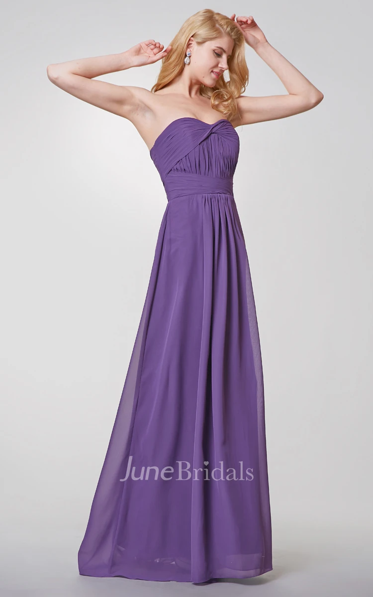 Backless A-line Long Chiffon Dress With Small Pleats
