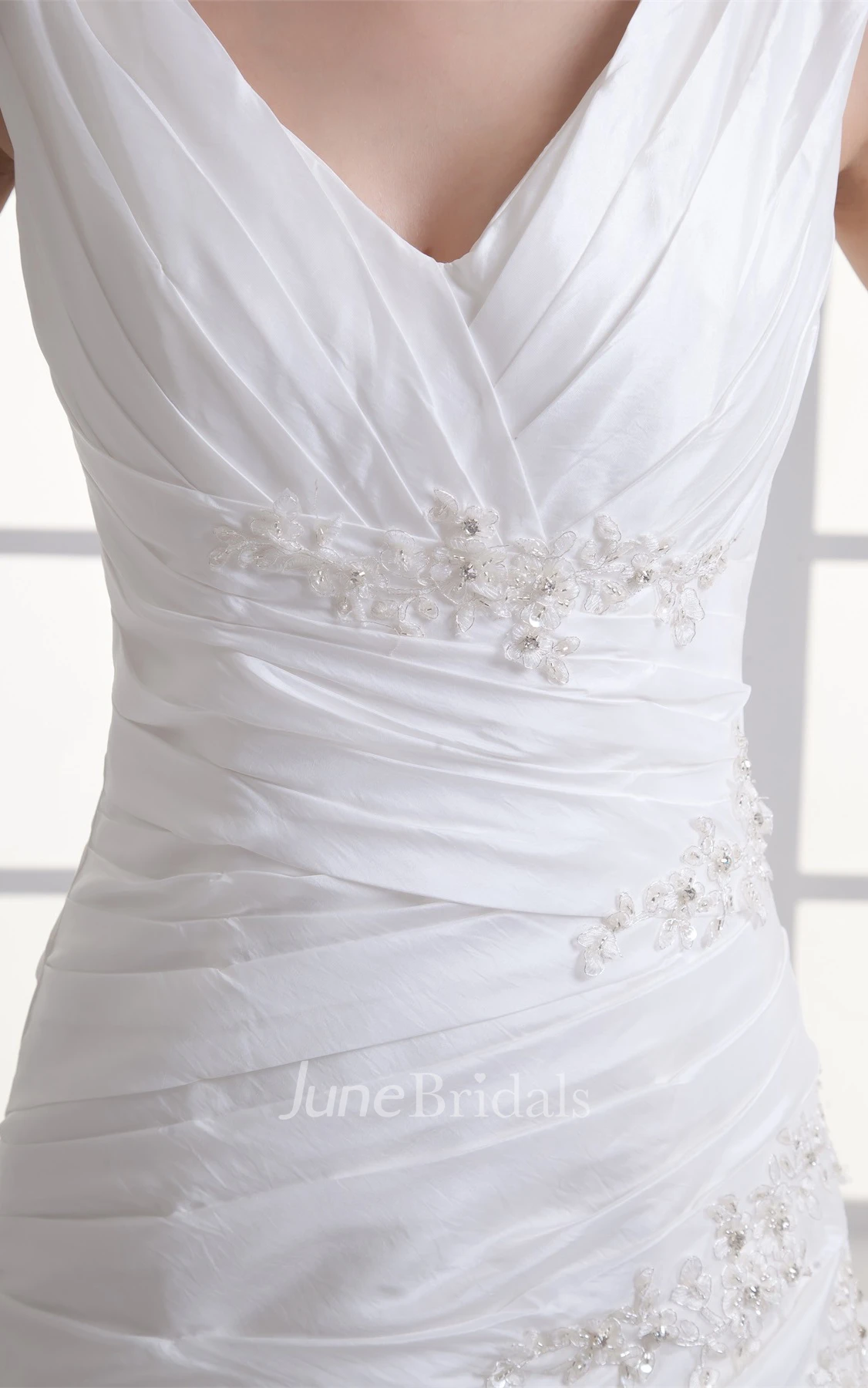 strapped pleated a-line gown with corset back and beading