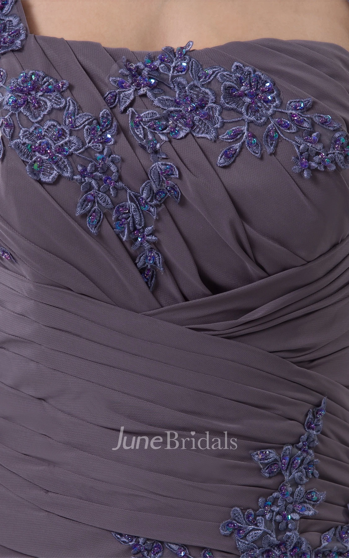 Strapless Chiffon Sheath Dress with Appliques and Bolero