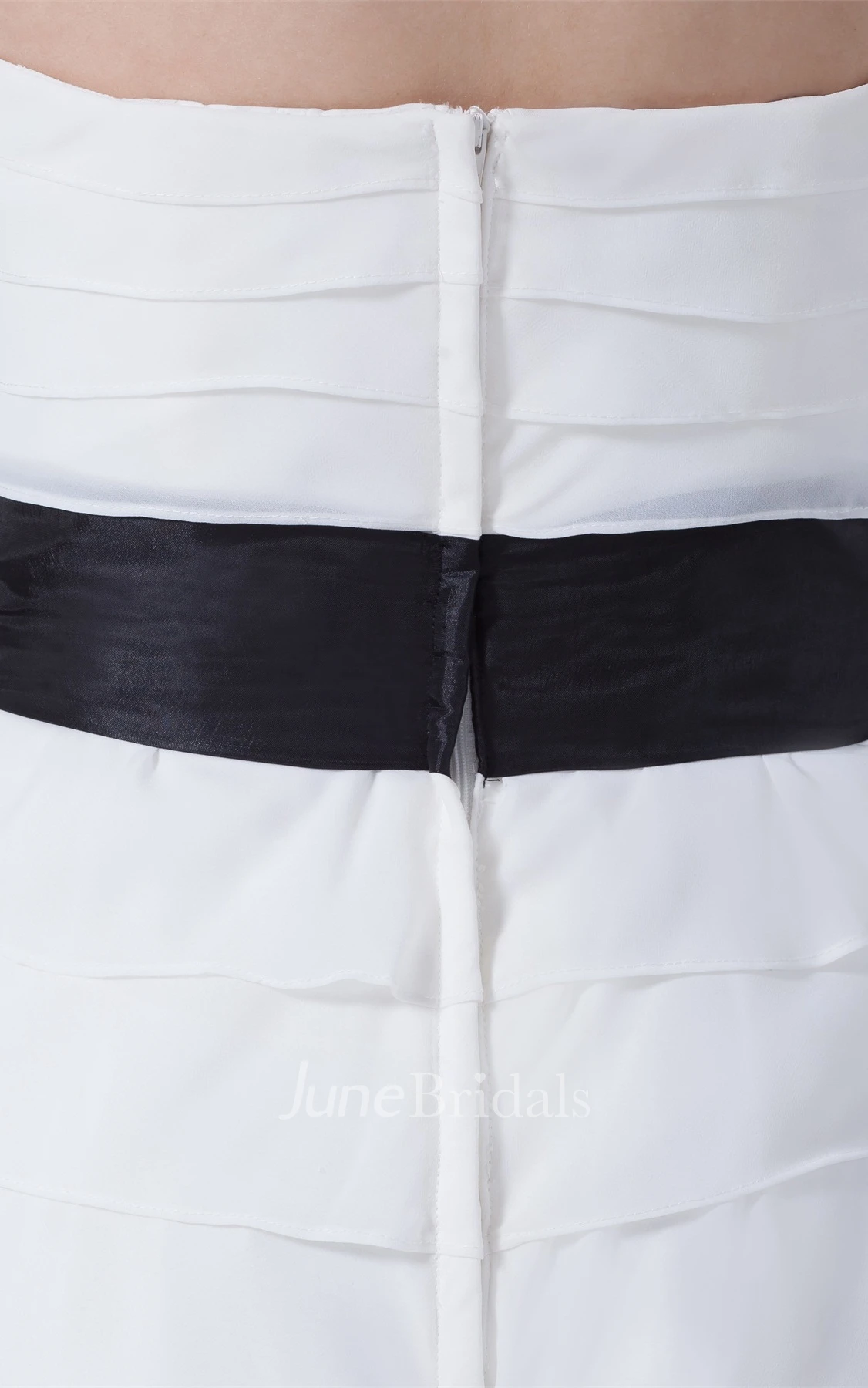 Sweetheart Chiffon Ruched Dress with Tiers and Floral Waist