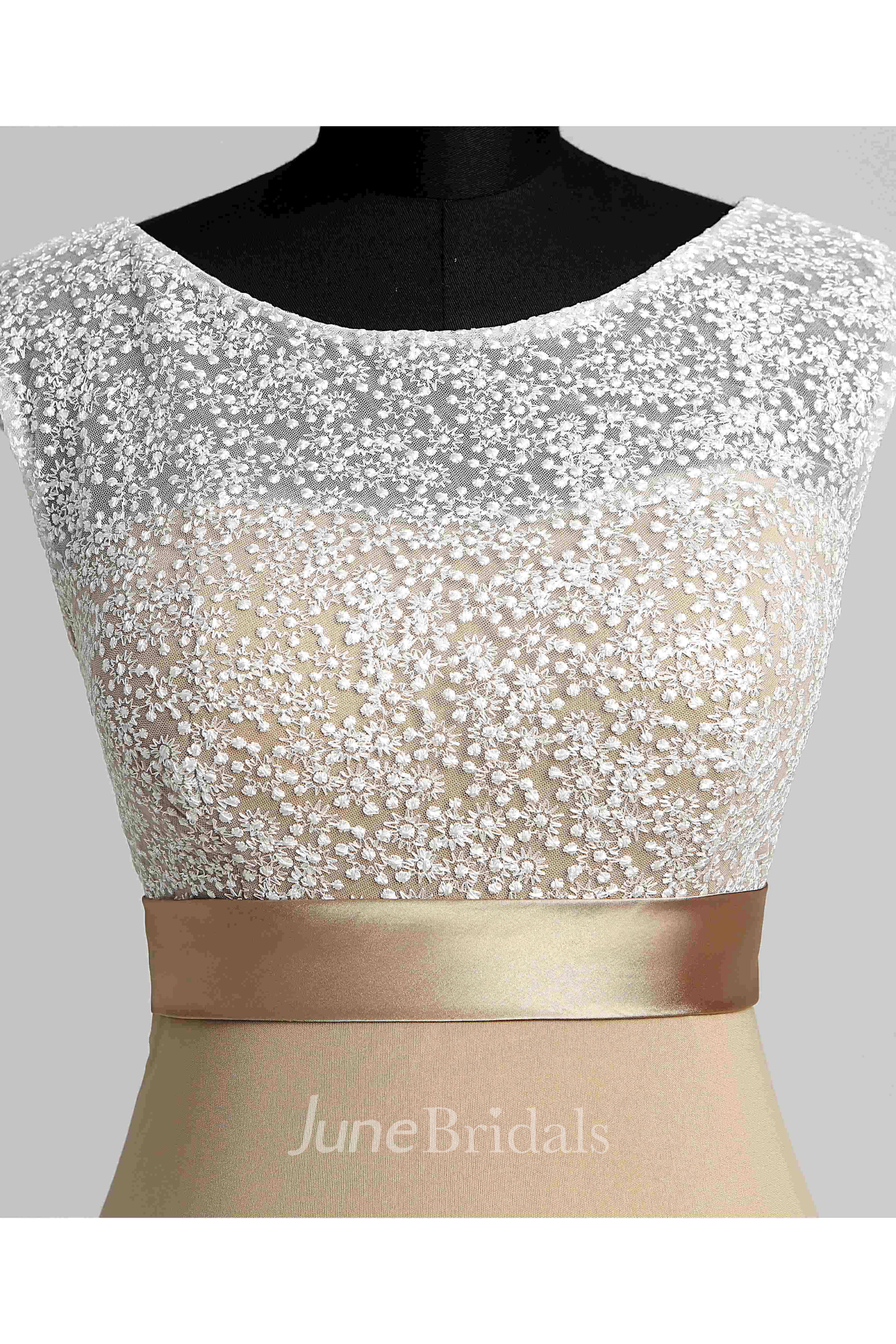 Floor-length A-line Bateau Cap Short Sleeve Illusion Jersey Lace Maternity Dress