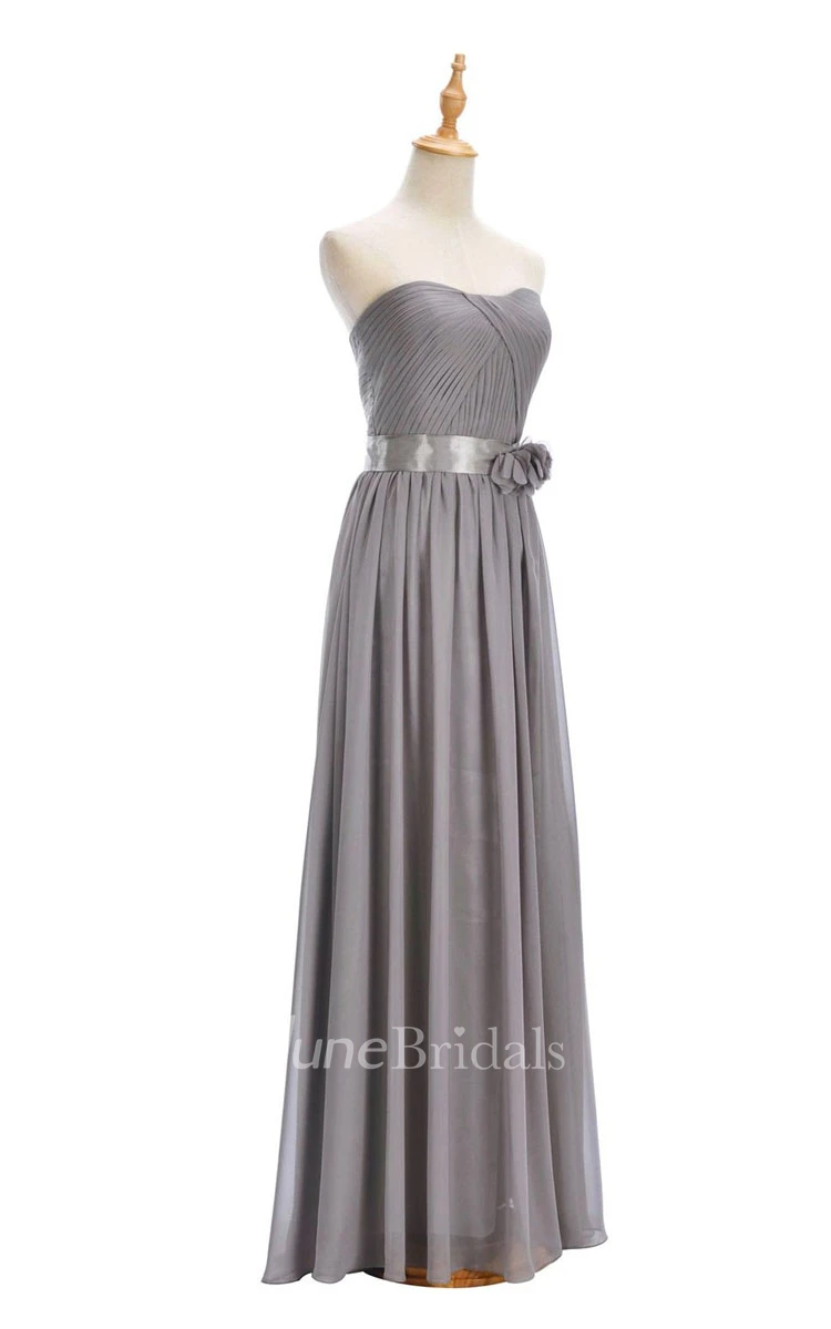 One-shoulder Sweetheart Long Empire Dress With Side Slit