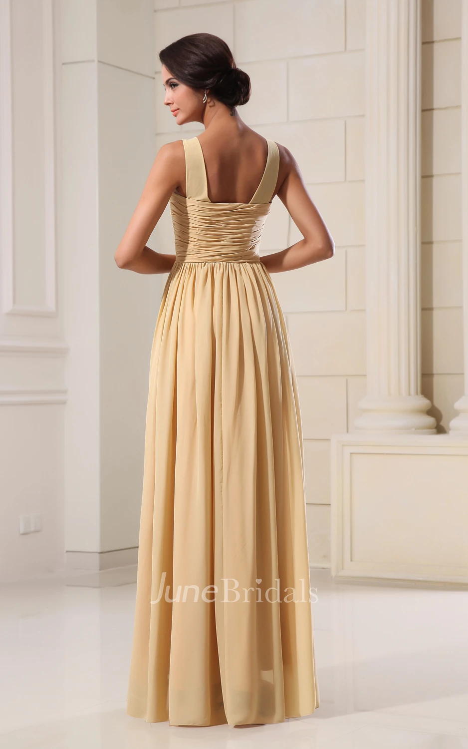 Glam Soft Flowing Fabric Maxi Dress With Draping And Square-Neck