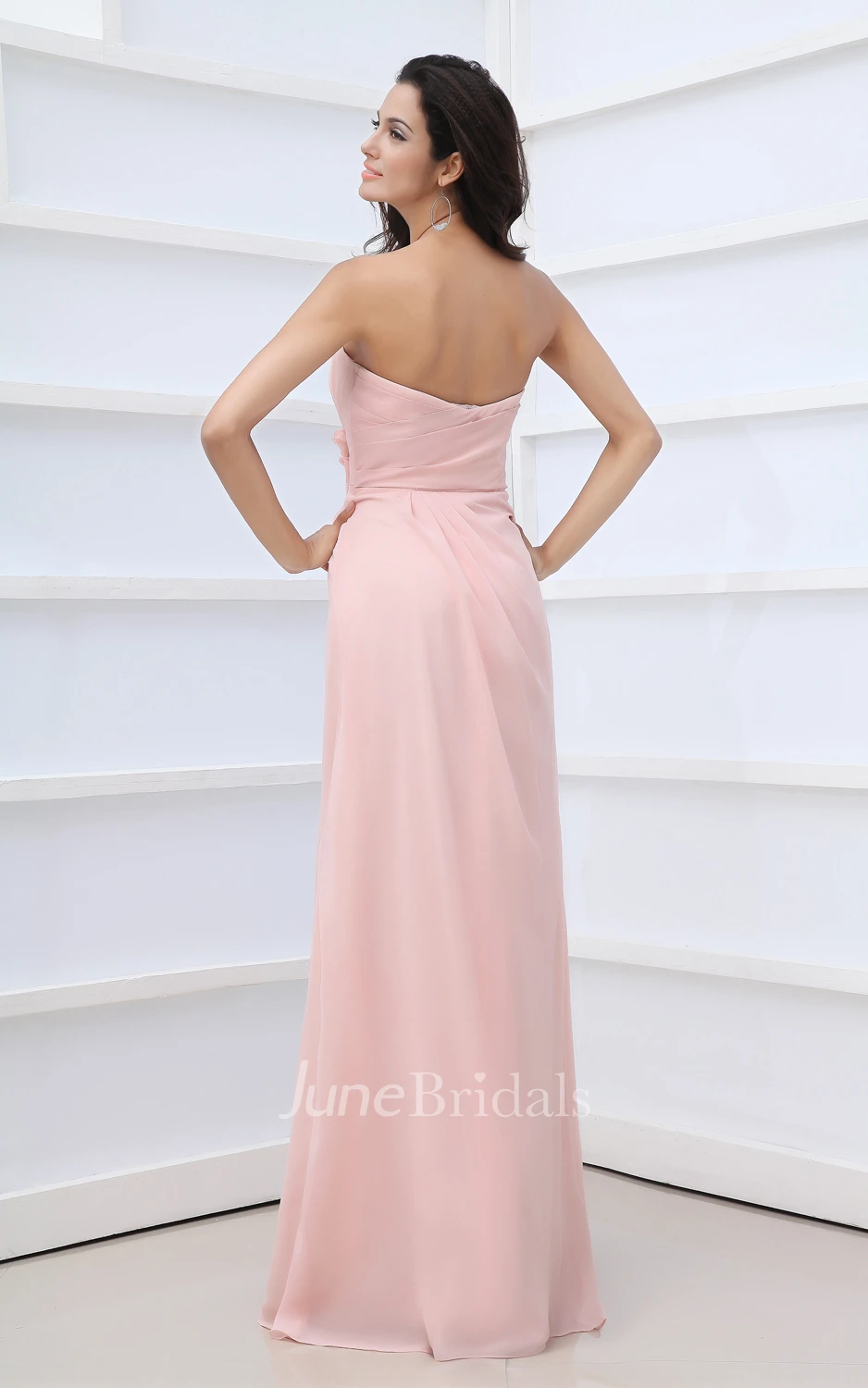 Scalloped Edge Neckline Neckline Chic Gown With Side Split And Flower