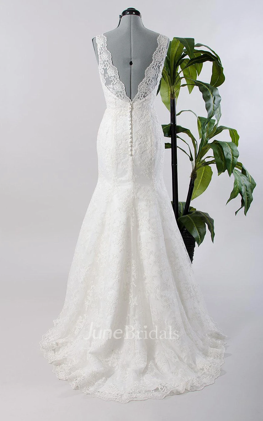 Mermaid Sleeveless Sleeve Tulle Lace Satin Dress With Embroideries