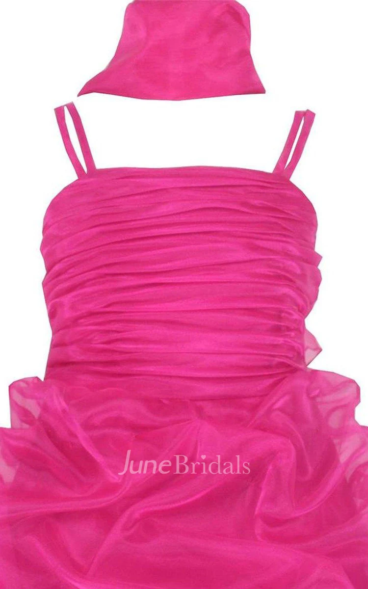 Sleeveless A-line Organza Dress With Ruffles