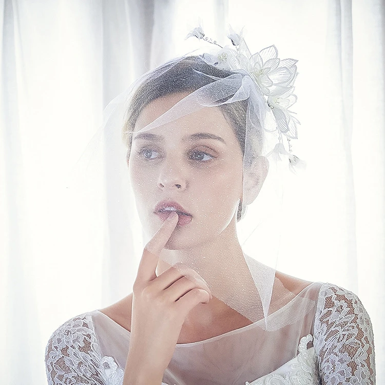 Simple Style Bridal Veil with Beads