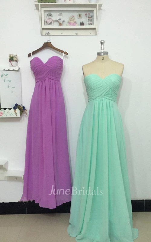 A-line Maxi Sweetheart Chiffon Dress With Ruching 