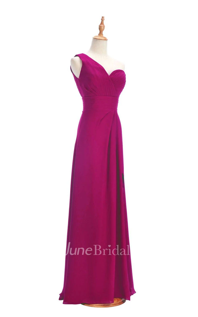 One-shoulder Sweetheart Long Empire Dress With Side Slit