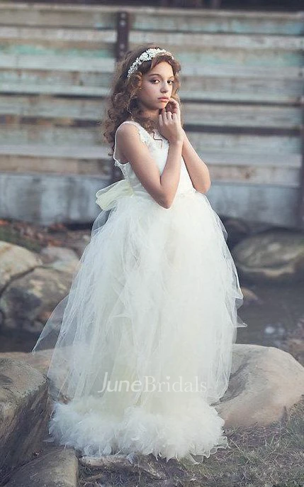 Sleeveless Lace Neck Tulle Dress With Beading