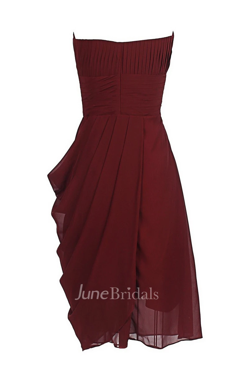 Sweetheart Drapped Short Dress With Zipper Back