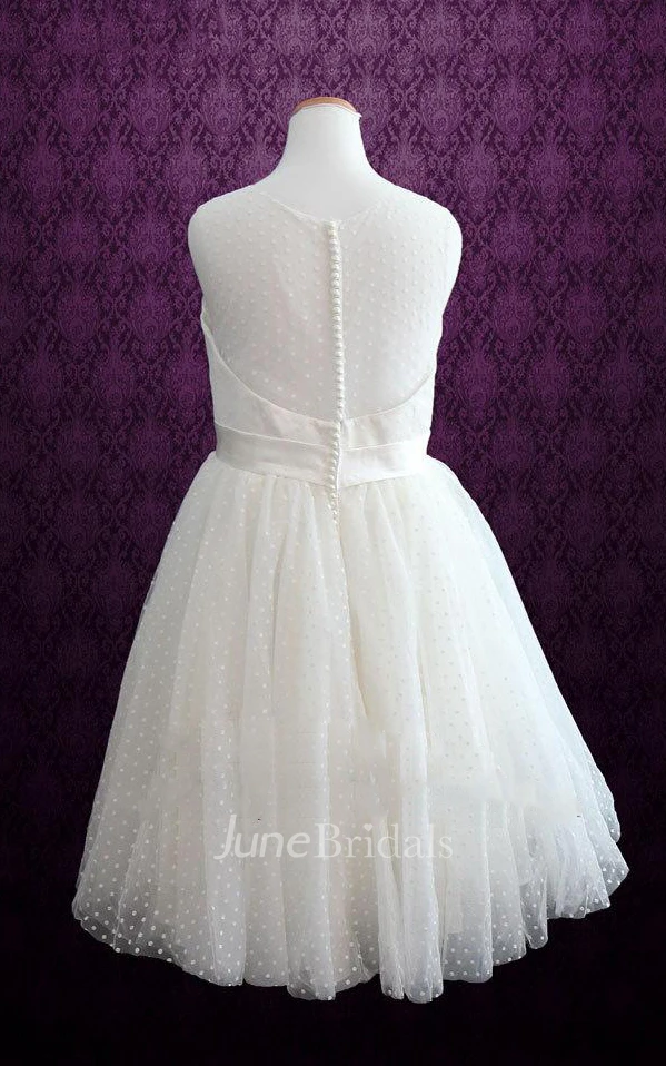 Short Knee-Length Tea-Length Tulle Satin Weddig Dress