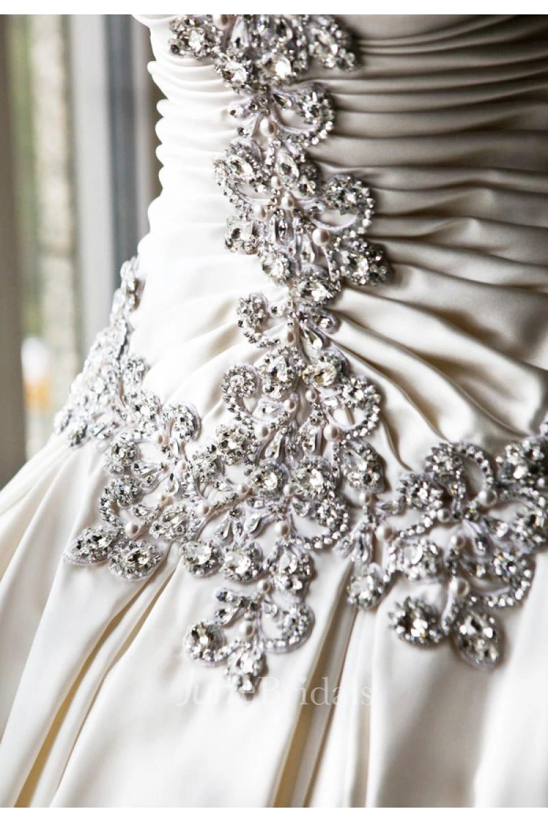 Modern Sweetheart Sleeveless Wedding Dress Spaghetti Strap With Beadings