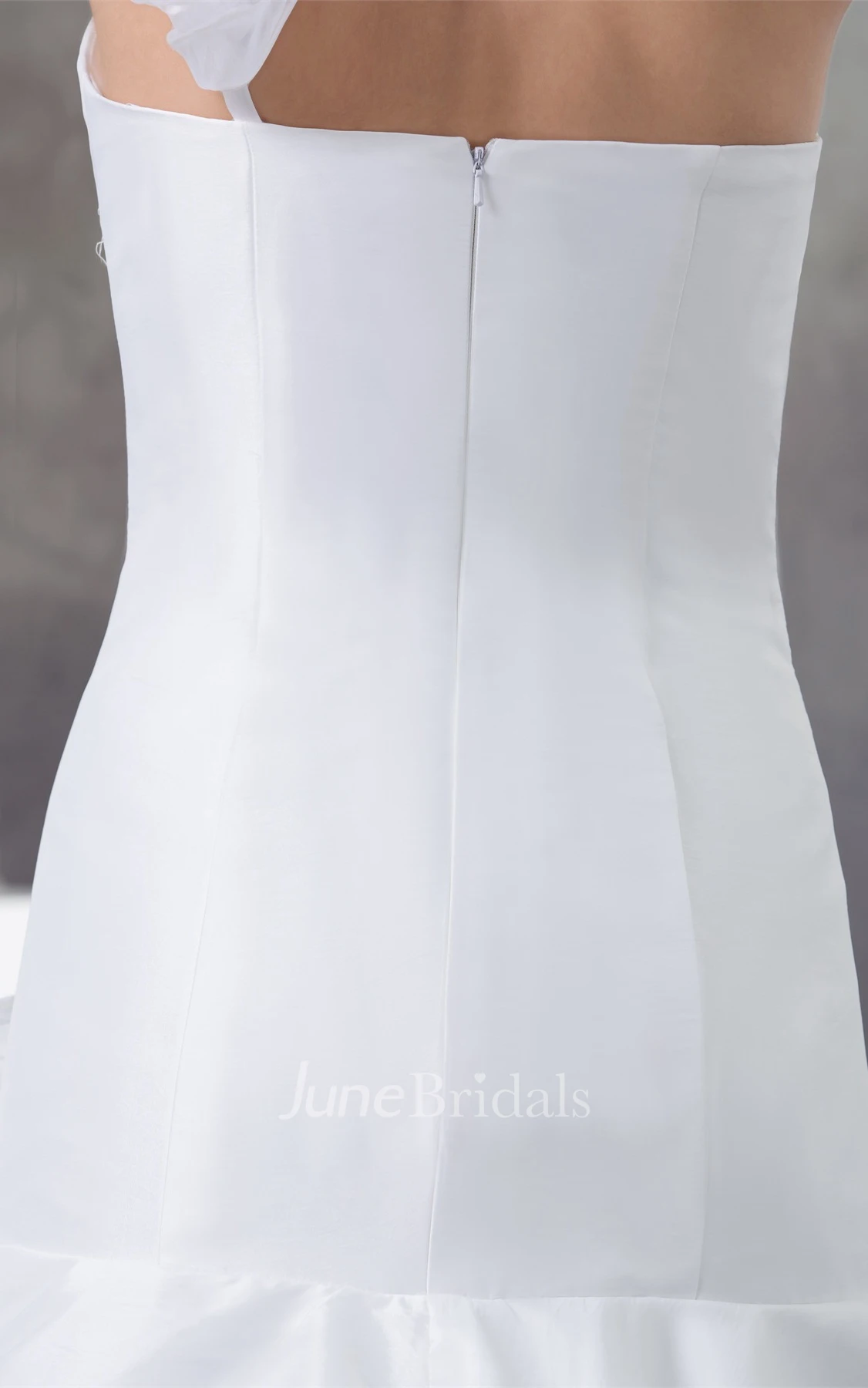 One-Shoulder Sweetheart A-Line Gown with Flower and Tiers