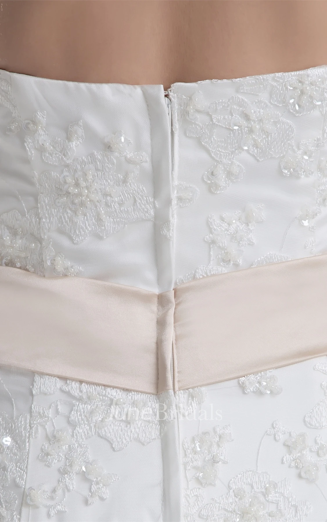 Strapless Lace A-Line Dress with Bolero and Brush Train