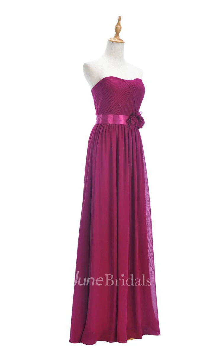 One-shoulder Sweetheart Long Empire Dress With Side Slit