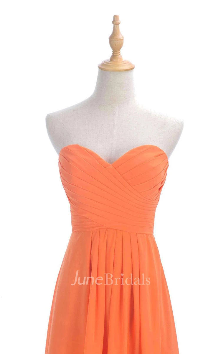 Strapless Ruched A-line Gown With Lace-up Back