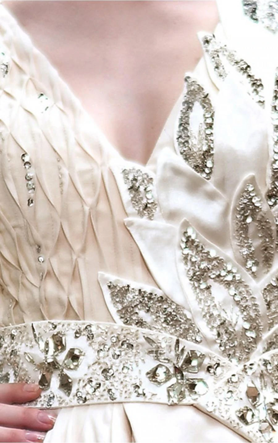 Amazing Ivory Sheath Floor-length V-neck Dress