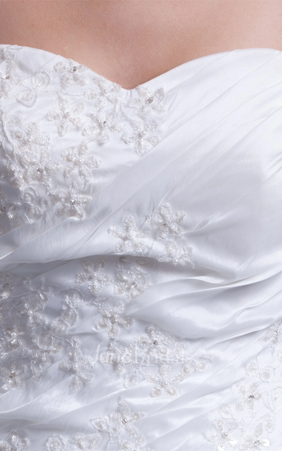 exquisite ruched sheath sweetheart dress with sweep train and lace