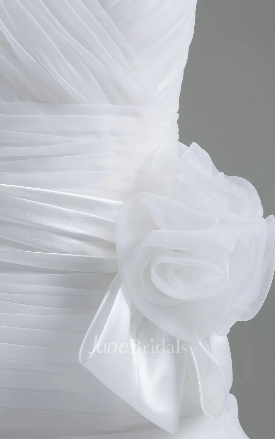 Strapless Notched A-Line Dress With Flower and Tiers