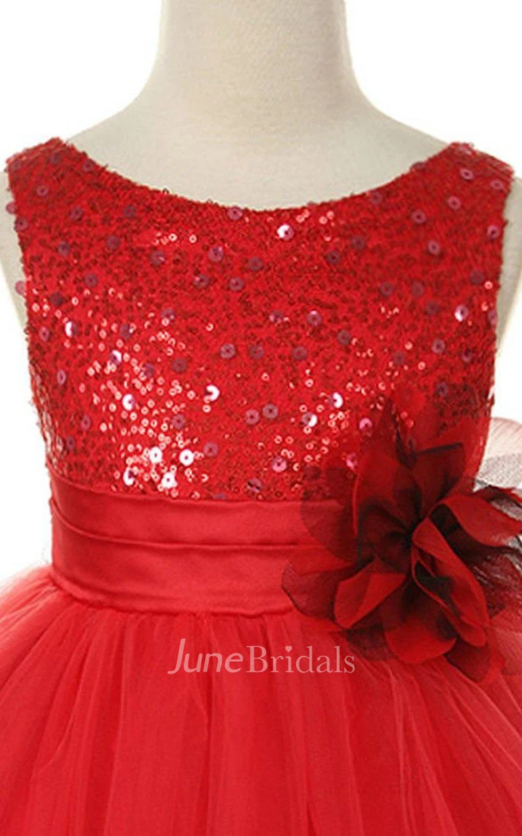 Sleeveless Scoop-neck A-line Dress With Sequins