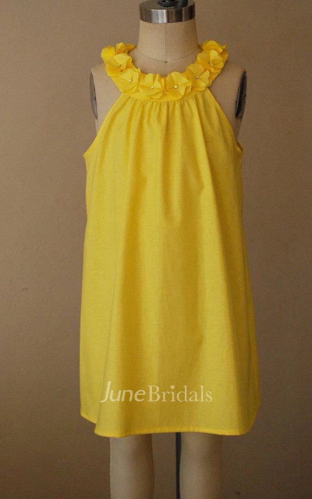 Sleeveless Necklace A-line Knee Length Dress