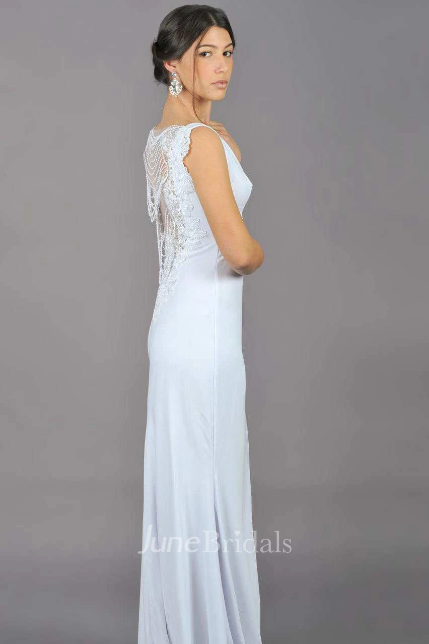 Floor-Length Chiffon Lace Wedding Dress