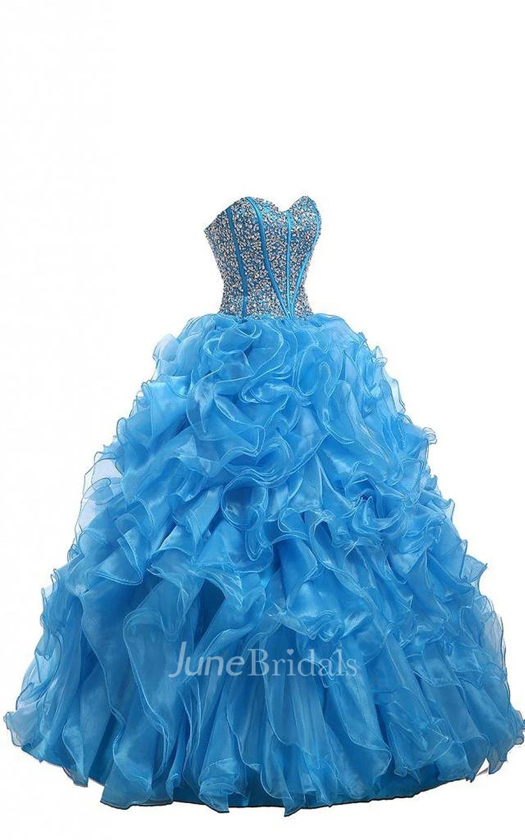 Sweetheart Ballgown With Ruffles and Beadings