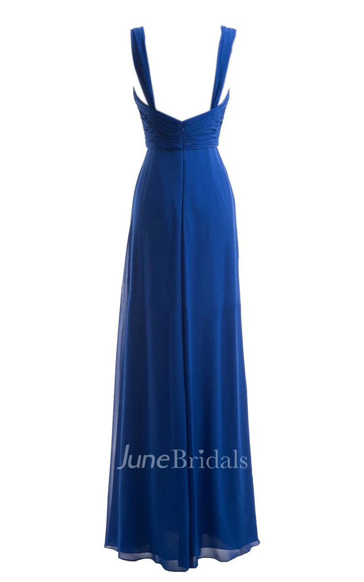 Straps Sweetheart Ruched Chiffon A-line Dress