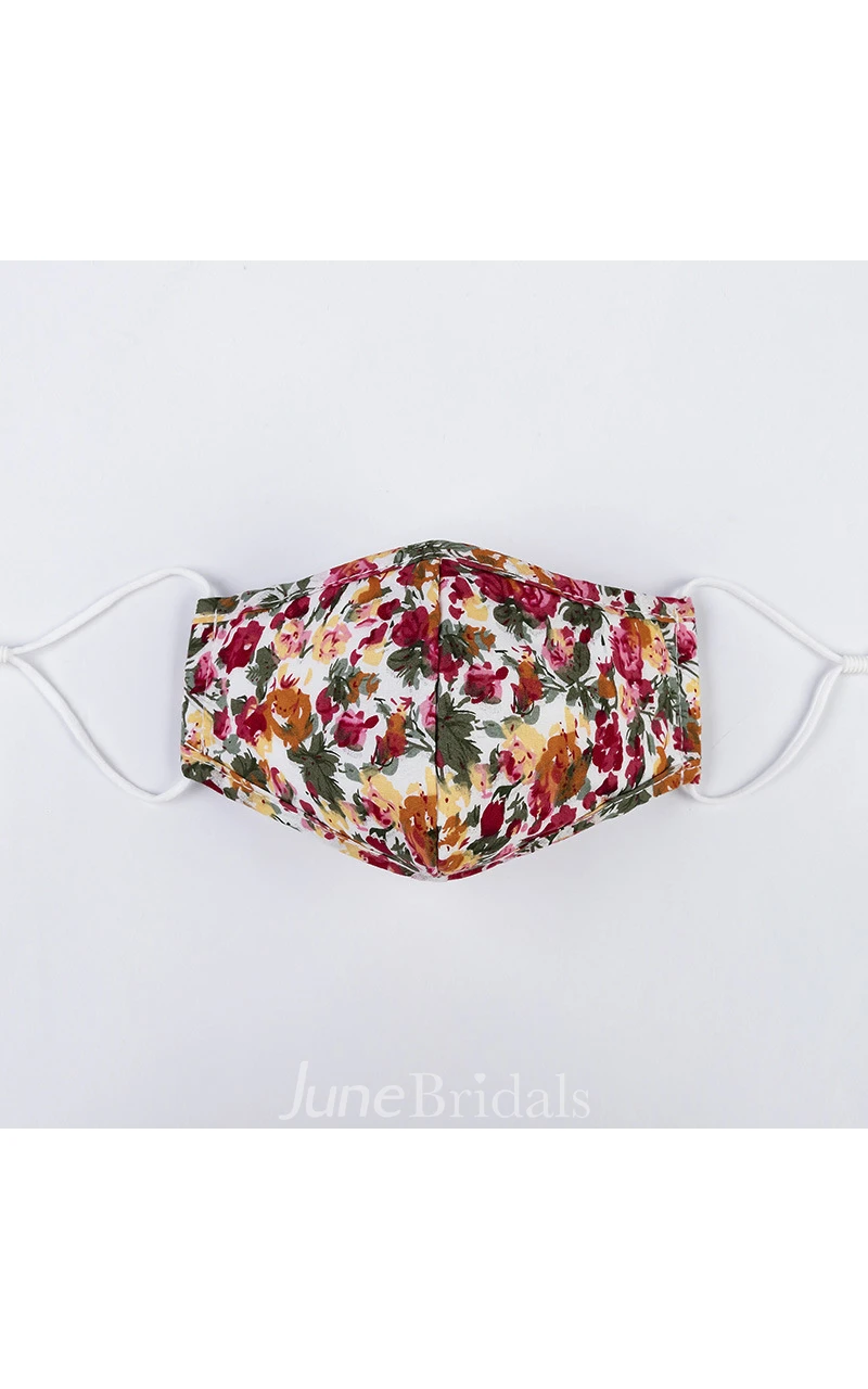 Non-medicial Cute Floral Patterned Cotton Washable Face Mask In 4 Colors