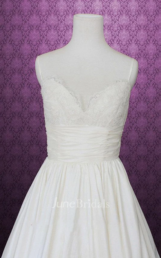 Spaghetti Backless Floor-Length Satin Wedding Dress With Ruching