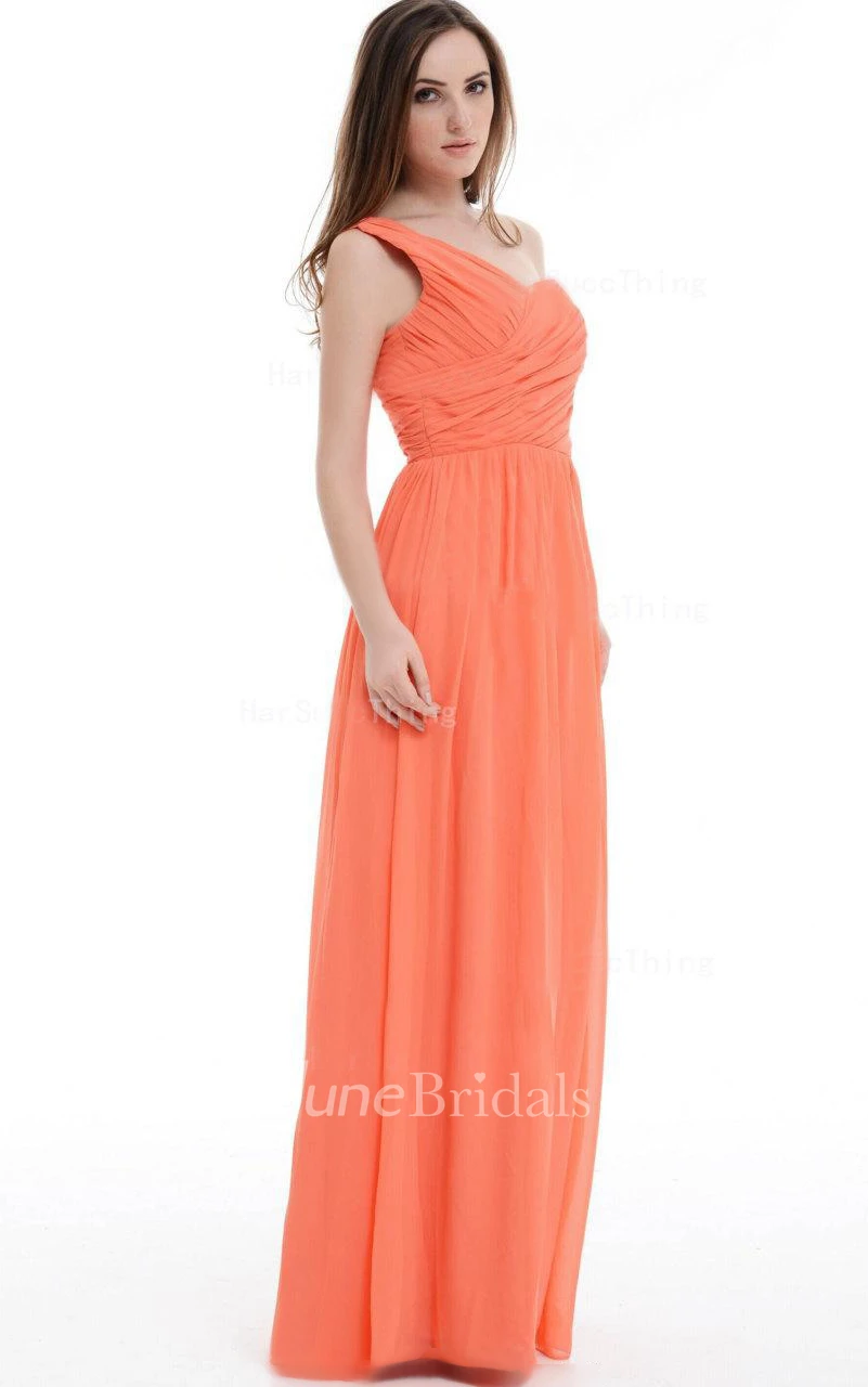 Empire Maxi One-shoulder Chiffon Dress With Ruffles