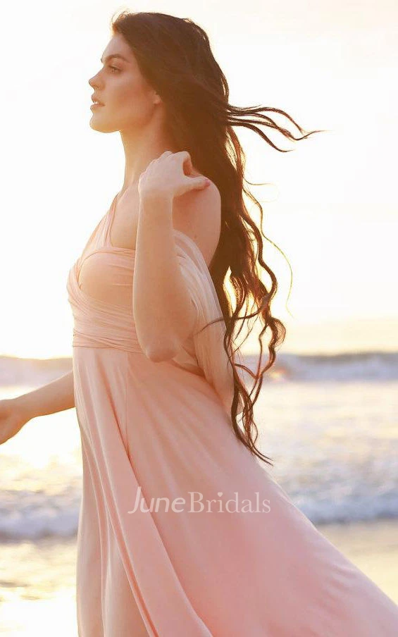 High Low Peach Jersey Convertible Wrap Dress