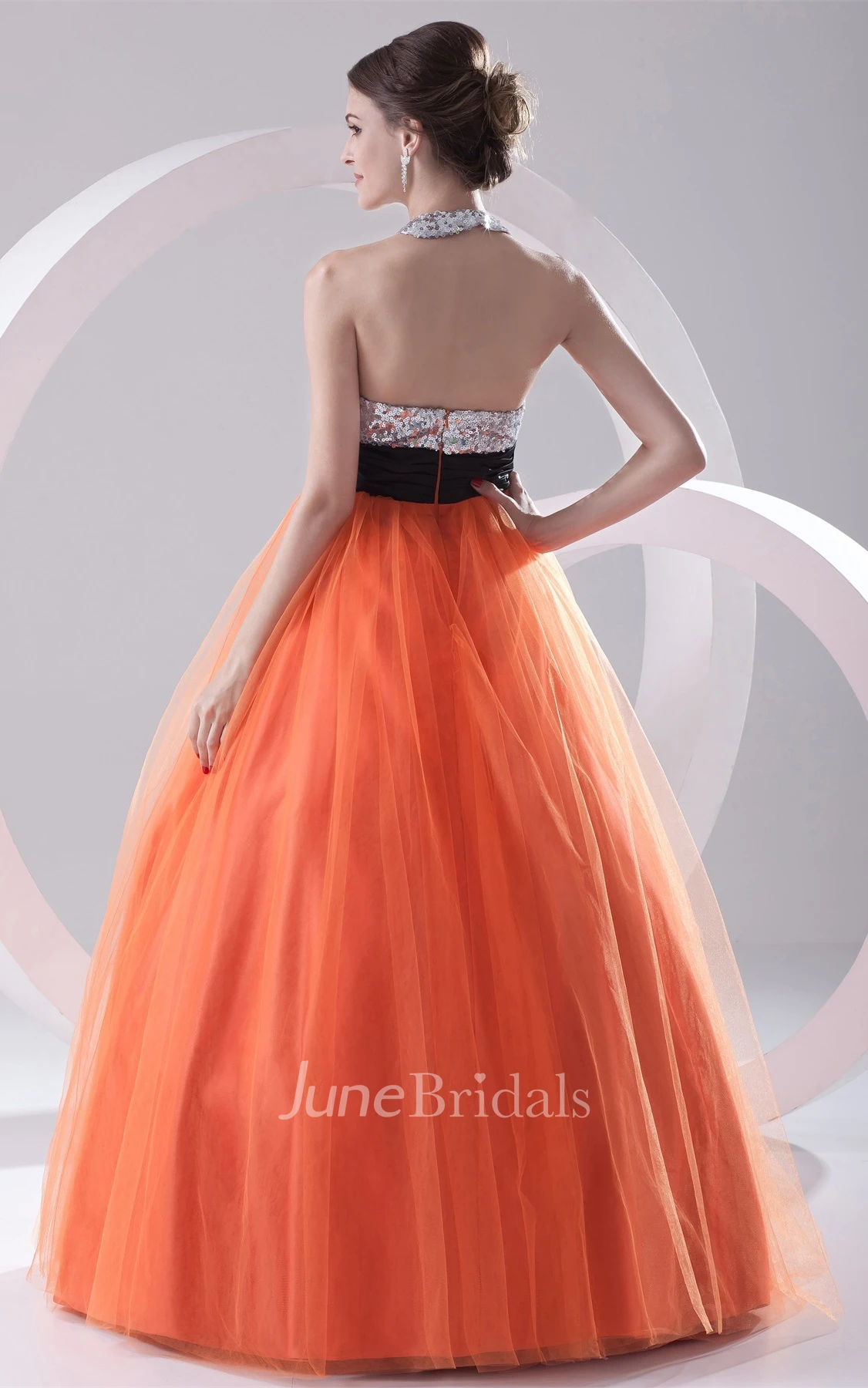 Chic Sleeveless A-Line Ball Gown with Sequined Top