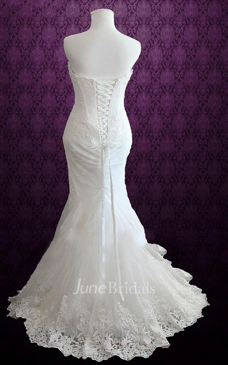 Sleeveless Sweetheart Mermaid Lace Dress With Sash And Beading